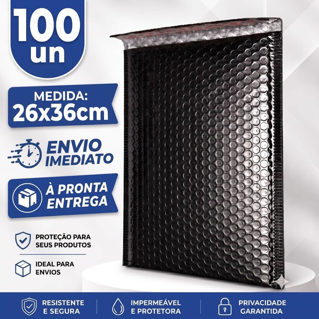 Envelope De Segurança Reciclado 26x36 Cinza Com Bolha 100 Un