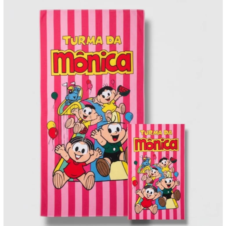 Kit Toalha De Banho + Toalha De Mão Infantil Turma da Monica