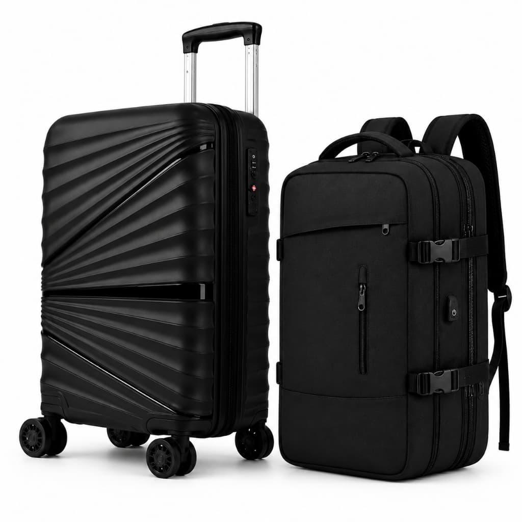 Kit Mala de Viagem Expansível 10kg e Mochila Grande para Viagens Bagagem Mão