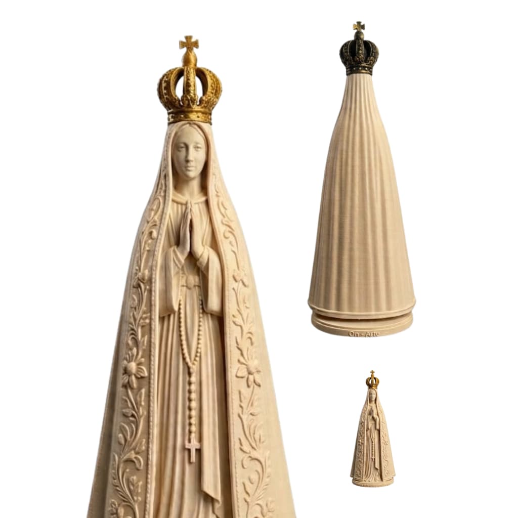 Nossa Senhora Aparecida Decorativa Padroeira 22cm Bege Coroa Dourada