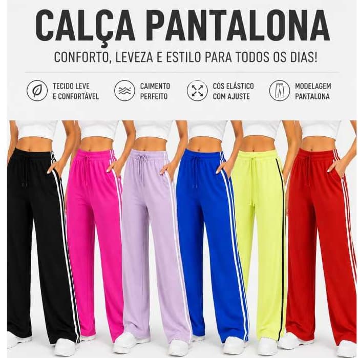 Calça Feminina com Listra Lateral com Elastano