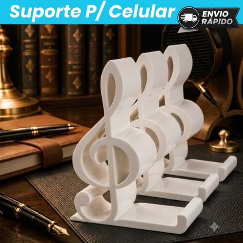 Kit Suporte para Celular | Clave de Sol | Porta Smartphone | Presente para Músicos | Organistas | Musicos | Professores