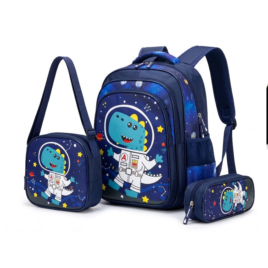 Kit Mochila Menina e Menino Escolar Infantil Bolsa Lancheira Estojo Estampas