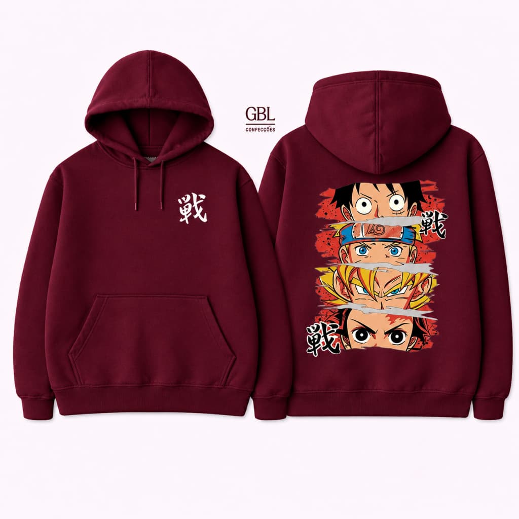 Moletom Canguru Animes Capuz e Bolso Flanelado Unissex Masculino Feminino Blusa De Frio