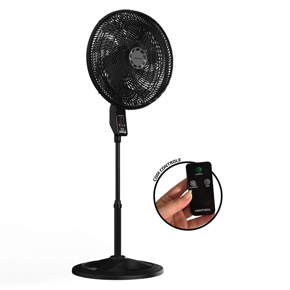 VENTILADOR DE COLUNA TURBO 10 HÉLICES COM CONTROLE 50CM BIVOLT - VENTISOL