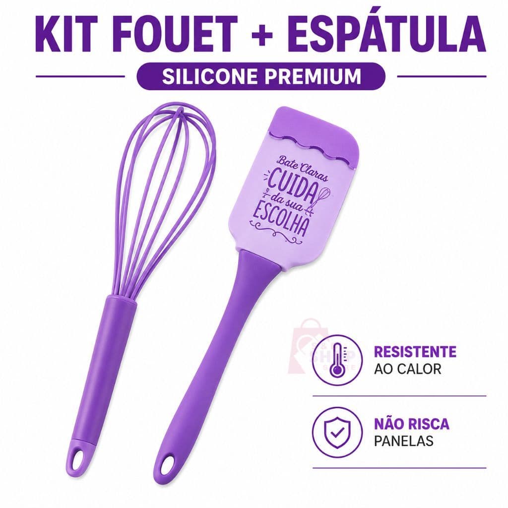 Kit Pão Duro Espátula Silicone e Fouet para Bolos Massas Doces Cozinha - Confeitaria