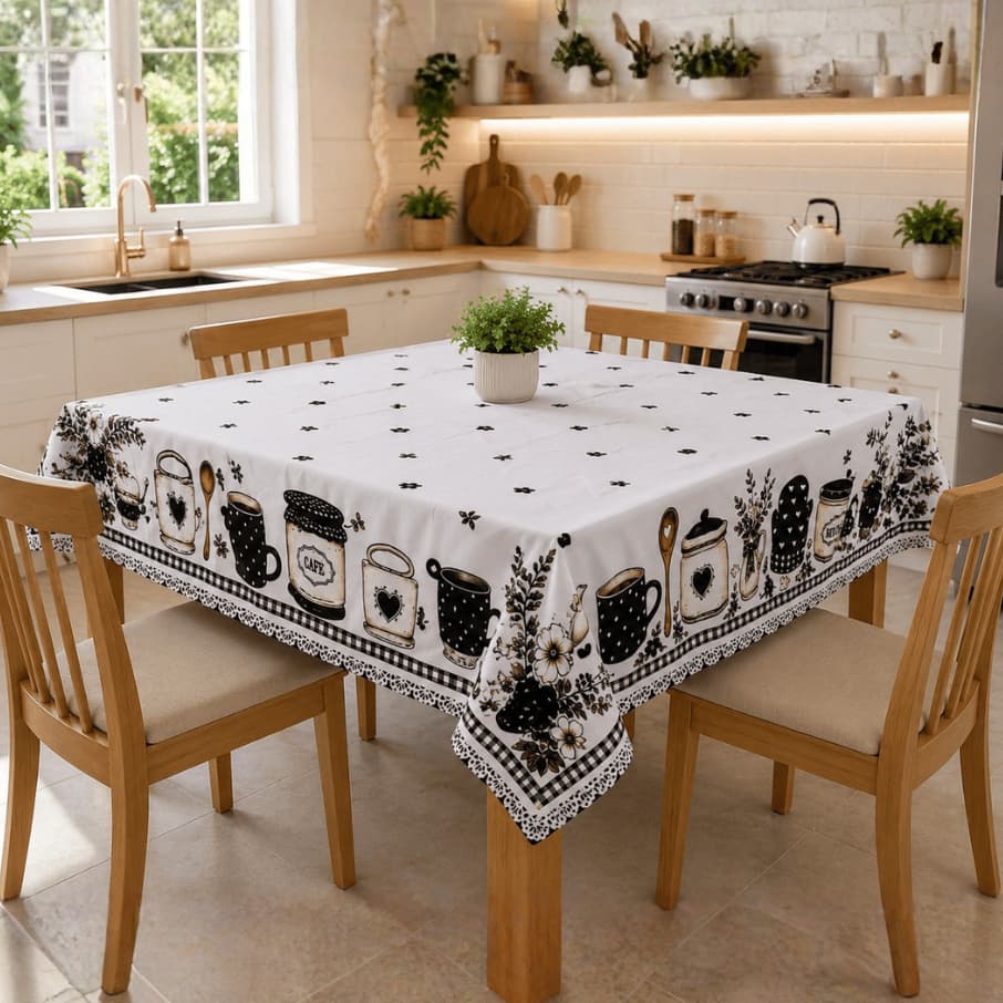 Toalha de Mesa Oxford 8 Lugares Estampada 1,45x2,45 Retangular Cozinha Mesa Posta Jantar Decoração