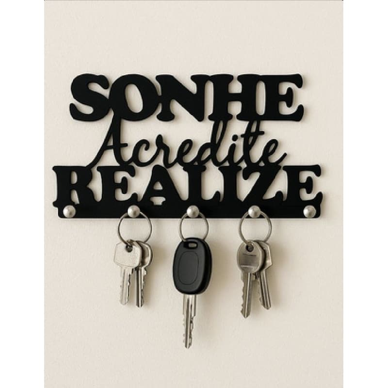 Porta Chaves Frase Sonhe Acredite Realize Preto