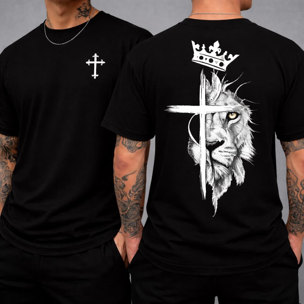 Camisa Camiseta Masculina Estampada Leão Cruz Malha Premium 100% Algodão Confortável e Leve unissex