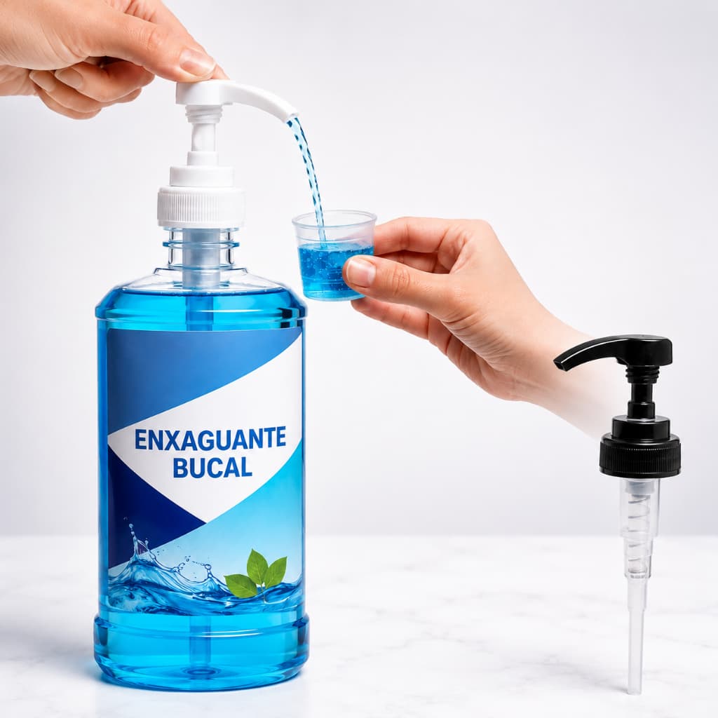 1 Válvula Pump Dosadora Rosca 38mm 5ml Cor Branca ou Preta - Uso em Frasco Enxaguante Bucal 1L 1,5L 2L