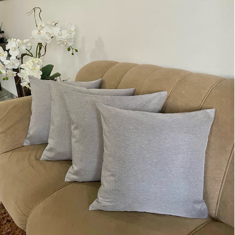 Kit 4 capas de almofada 45x45 linho cinza decorativa