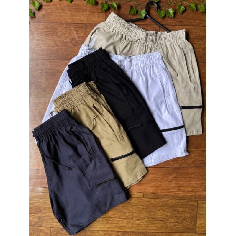 Bermuda sarja shorts sarja bolso cargo zíper masculina Premium