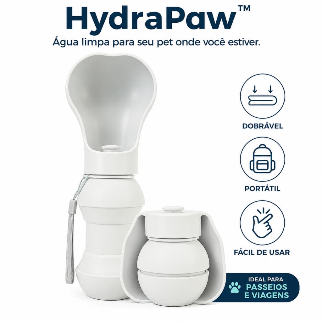 Bebedouro Portátil Dobrável para Cachorro e Gato em Silicone HydraPaw Água para Passeio Viagem