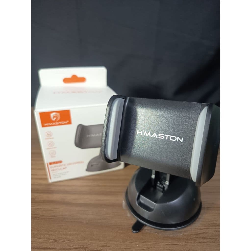 Suporte Veicular Universal H'Maston CJ-10 Painel Giratório Para Celulares Com Ventosa De Silicone E Rotação 360 Graus