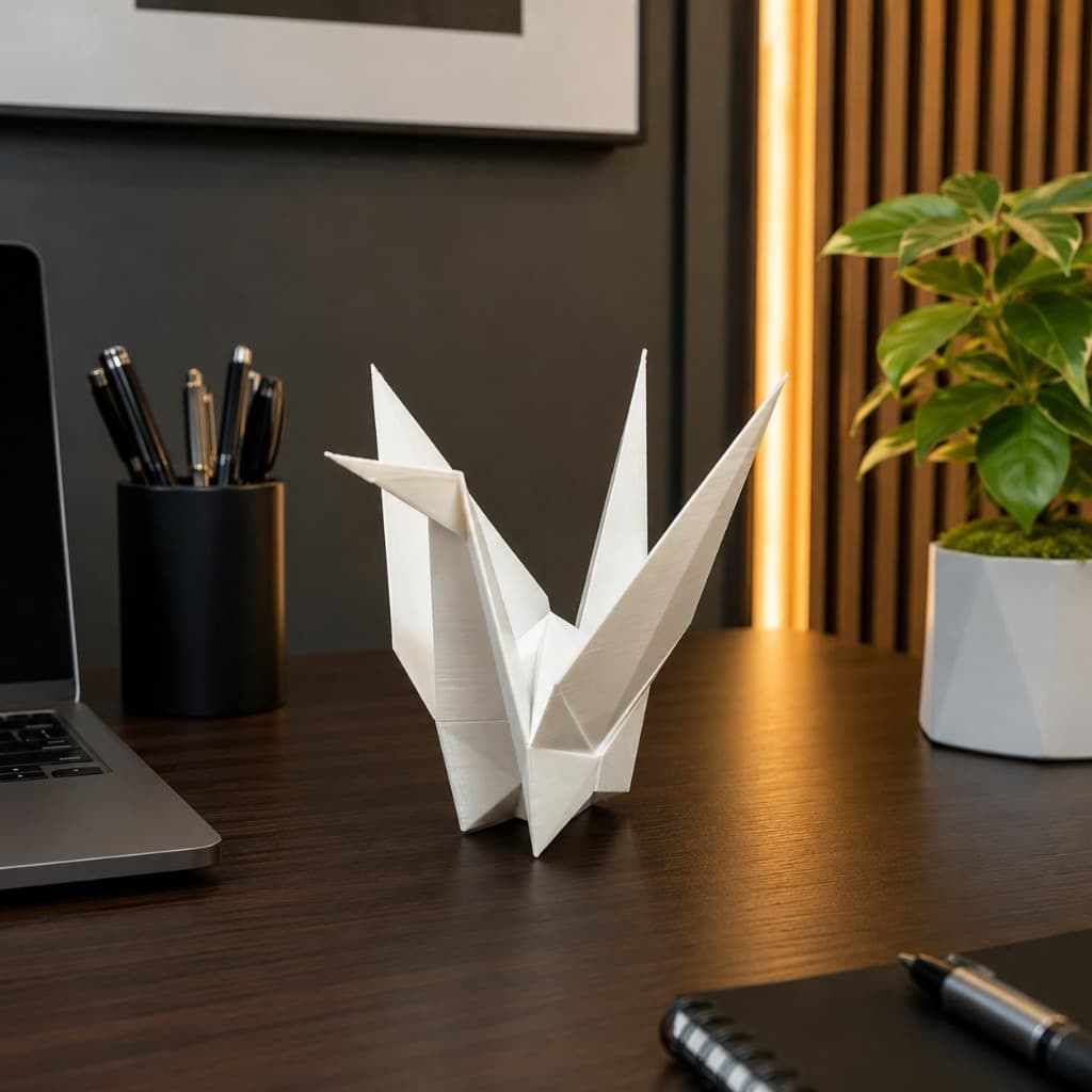 Enfeite Pássaro Tsuru Origami 3D Símbolo Sorte Decoração Mesa Presente