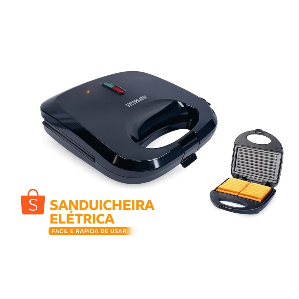 Sanduicheira Grill Elétrica Chapa Assadeira Esquenta Aquecer Pão Lanche Derreter Quente