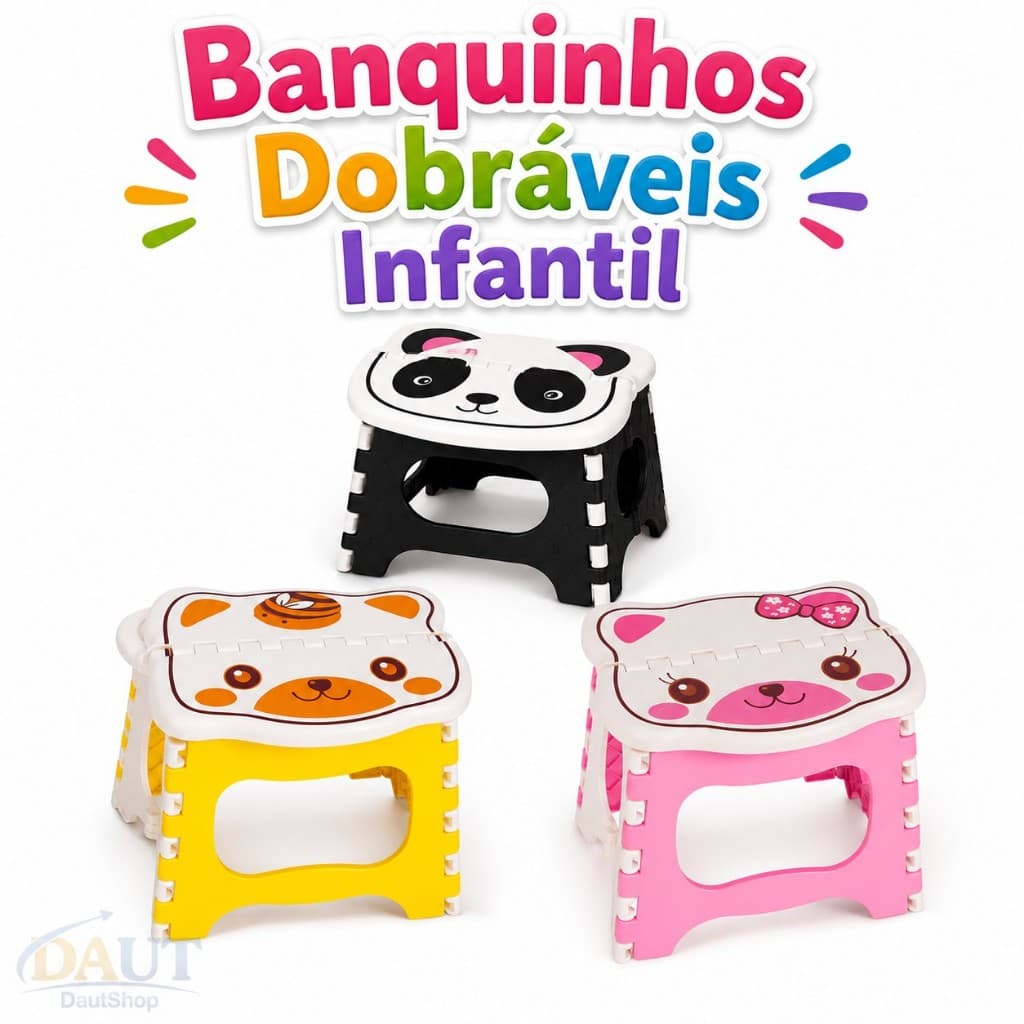 Banquinho Dobrável Banco Portátil Infantil de Animais Multiuso Banqueta