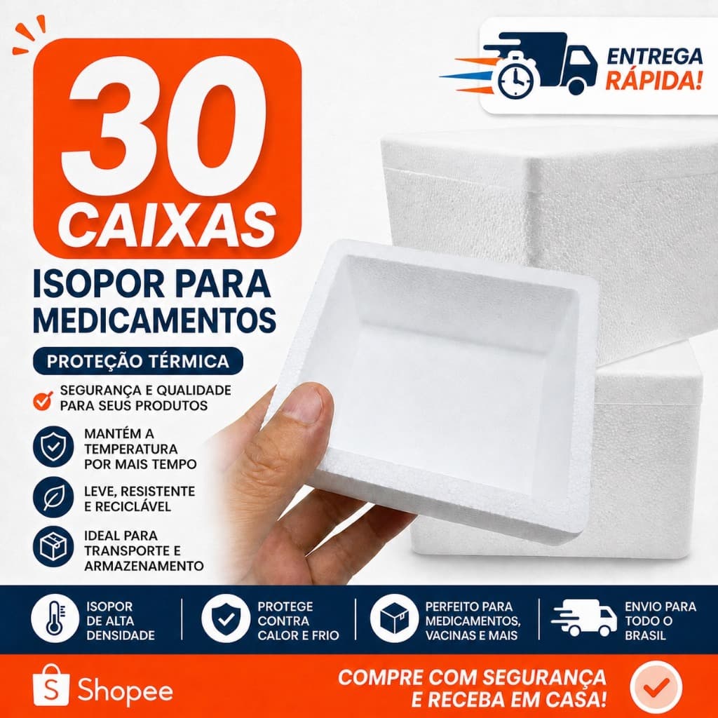 30 caixas térmicas de isopor 250ml.