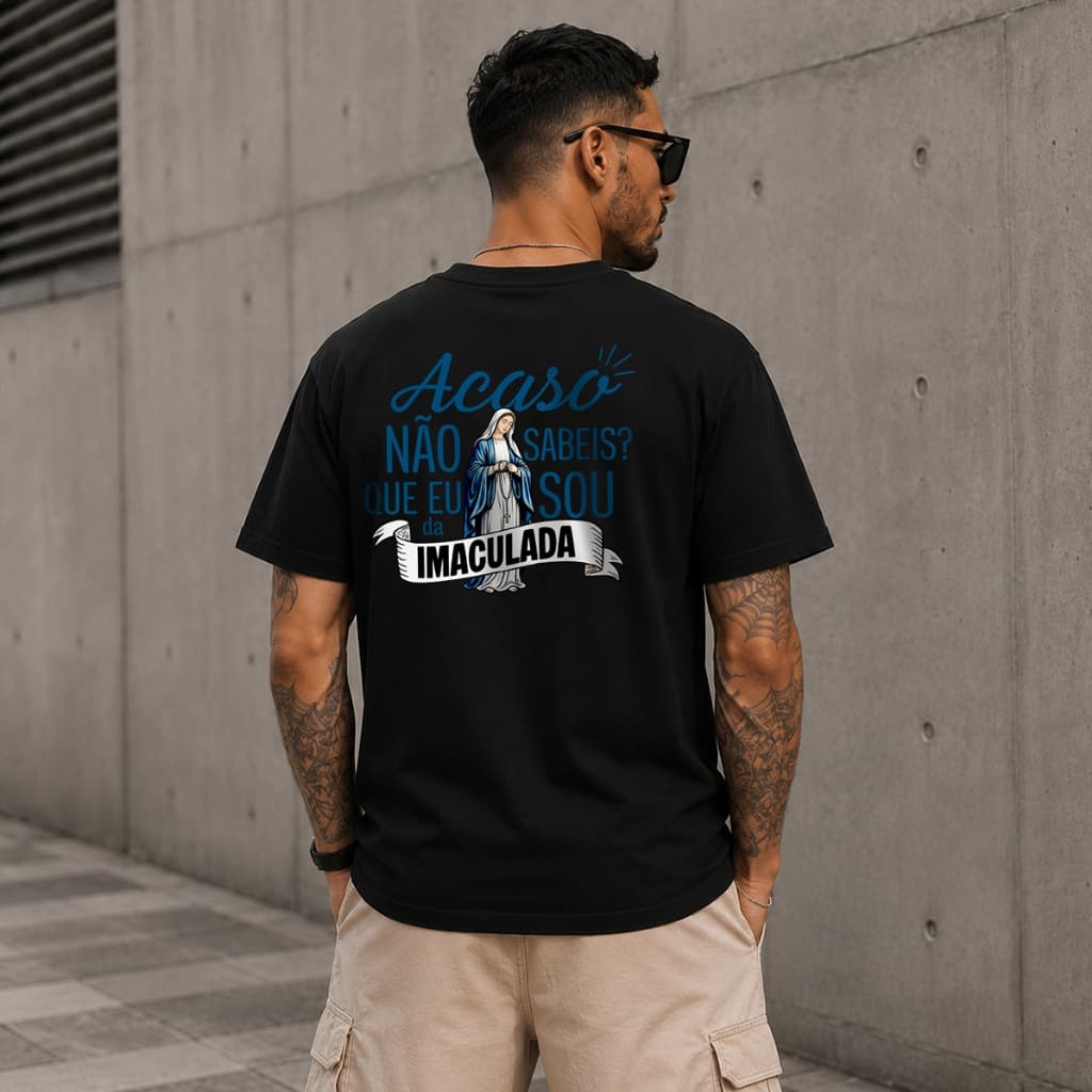 Camiseta Maria Imaculada Acaso Não Sabeis Masculina Algodão Basica