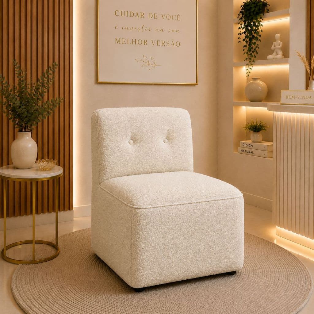 Poltrona Margo Orgânica Boucle Moderna Decorativa Recepção Sala Clínica Estética