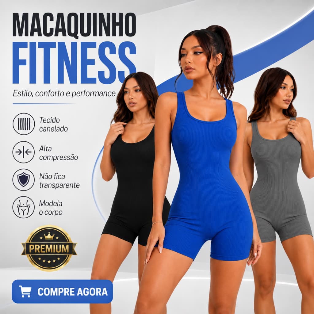 Macaquinho Canelado Legging Suplex Zero Transparência Feminino Fitness Academia Yoga Compressão
