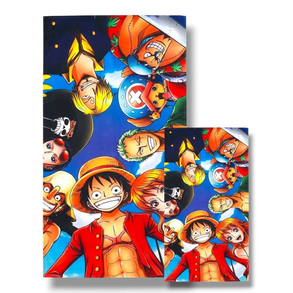 Kit Toalha de Banho + Toalha de Boca One Piece Anime Praia Piscina