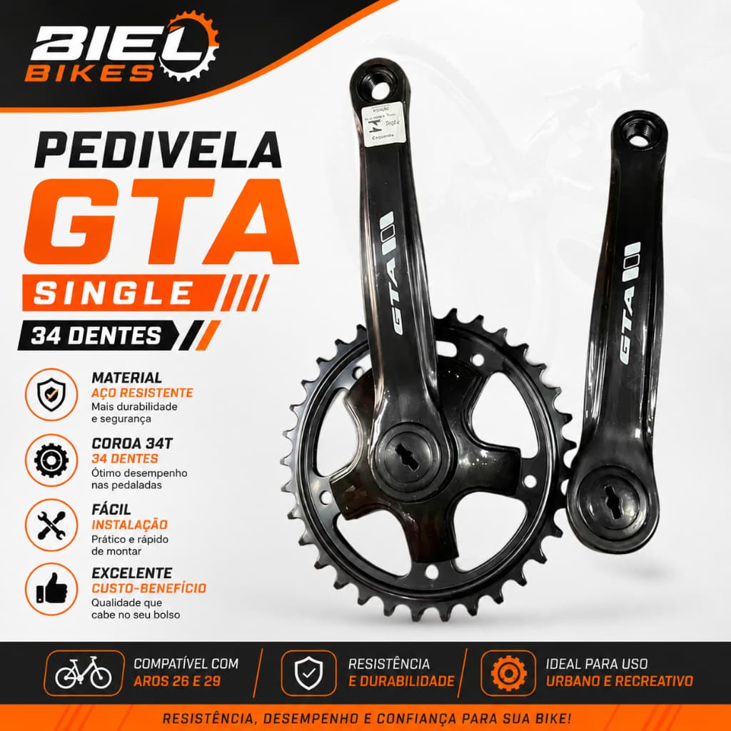 Pedivela Single Aço 34 Dentes Preto GTA