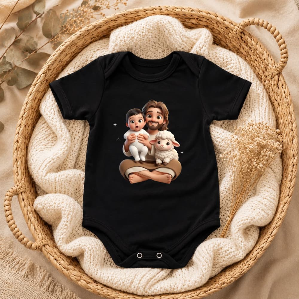Body Infantil Bebê Estampa Cristão Macio Confortavél Dia a Dia Gospel Evangélico Bíblico Cristã Infantil Jesus P ao G