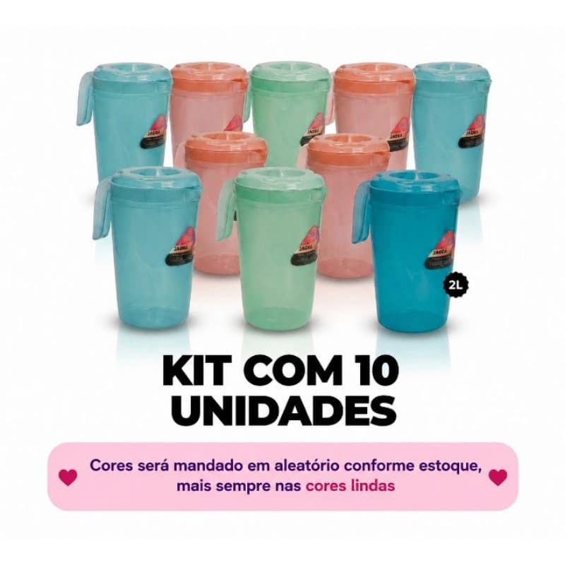 ✅ kit com 10 Jarras para Sucos Águas e Chás para sua cozinha ou abastecer seu estoque em atacado jarra coloridas c/tampa