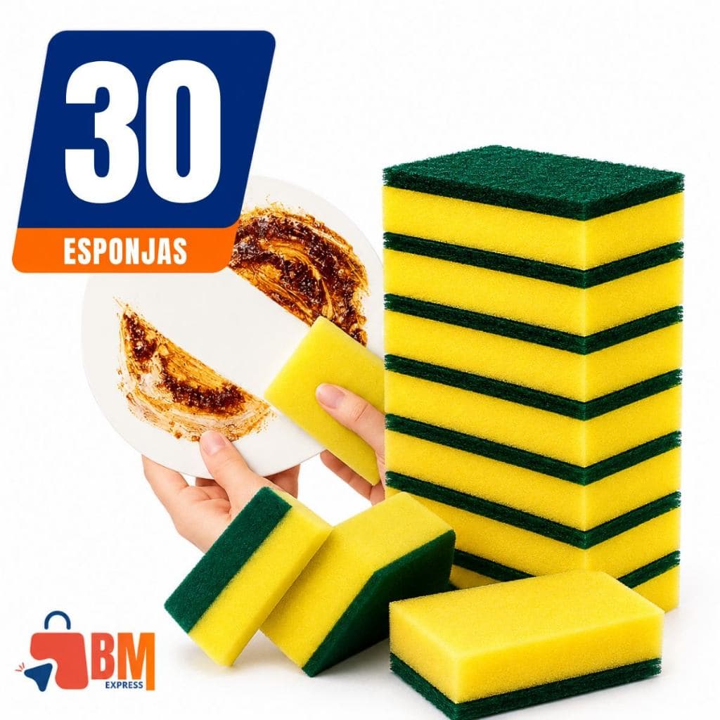 30 Esponjas de Louça Esponflora Multiuso Sem Avarias – Dupla Face para Limpeza Leve e Pesada