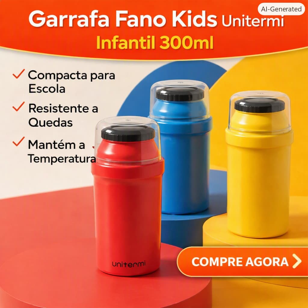 Garrafa Infantil Fano Kids 300ml Unitermi – Resistente e Compacta para Escola