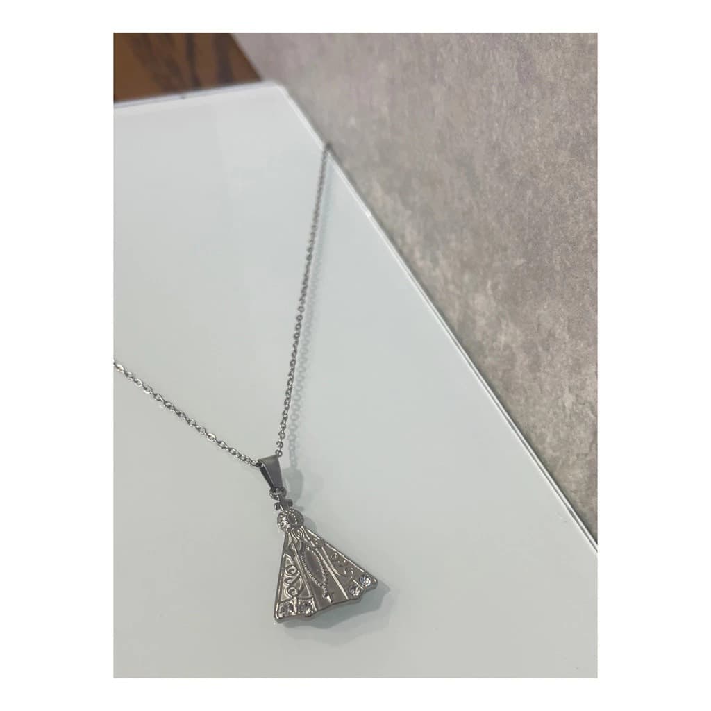 Colar Nossa Senhora Aparecida Aço Inox Religioso Católico Morgana