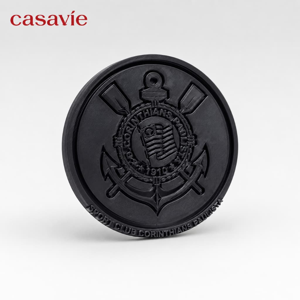 Porta Copos Corinthians Em Relevo Kit 4 ou 6 Unidades Com Suporte Casavie