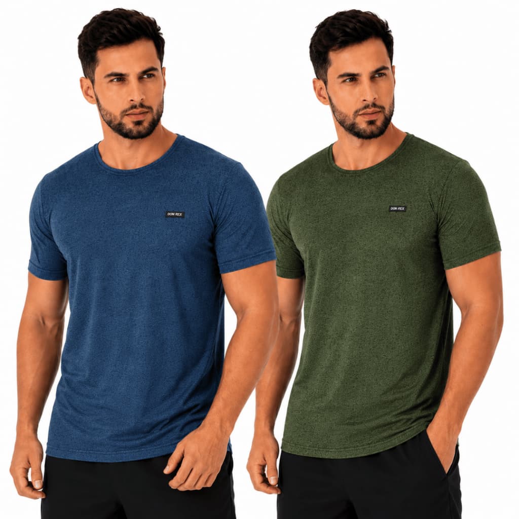 Kit 2 Camisetas Manga Curta Masculina Camisa Academia Adulto Blusa Tecido Leve Seca Rápido