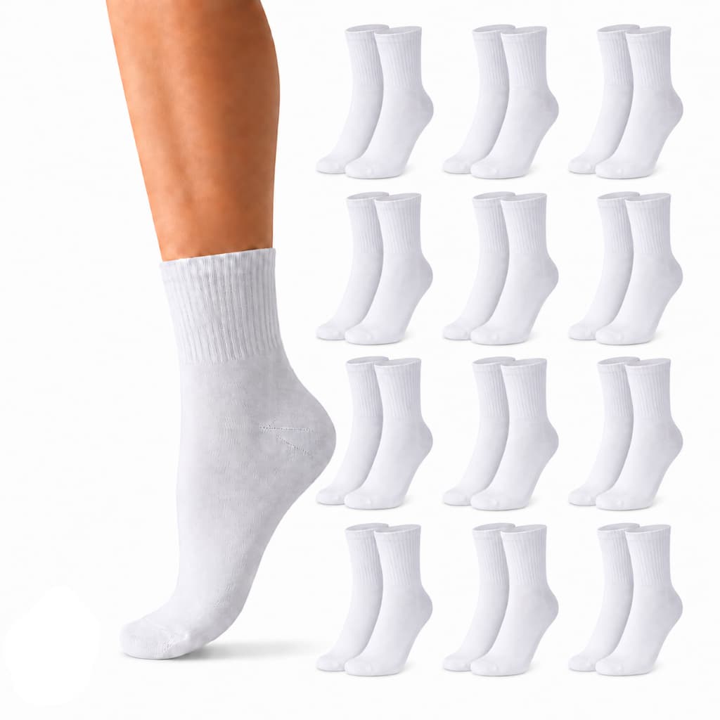 Kit 12 Pares Meia Branca Cano Alto Casual
