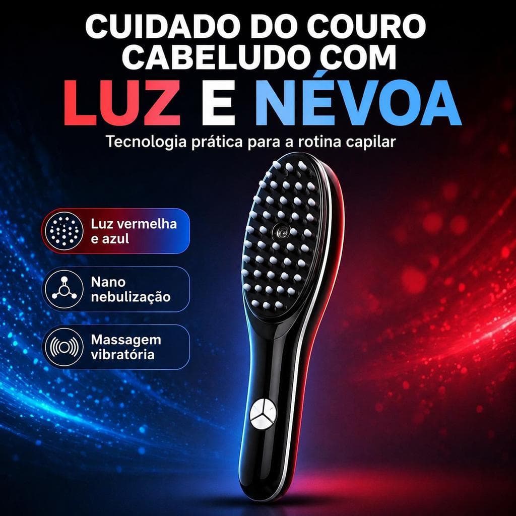 Escova Massageadora com Laser 4 em 1 – Tratamento Capilar e Antiqueda