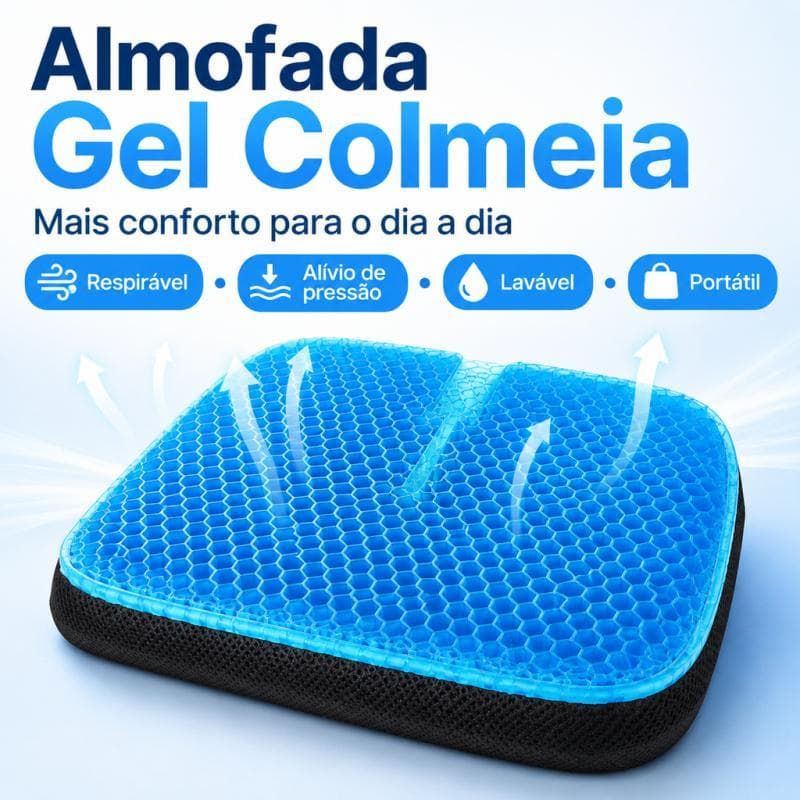 Almofada Gel Colmeia Respirável e Fresca Alívio de Pressão Capa Removível Portátil para Cadeira Escritório
