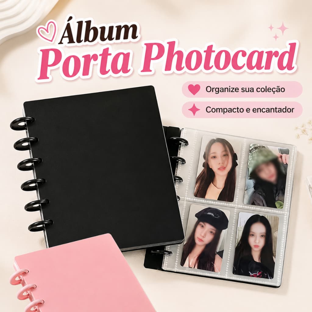 Álbum Porta Photocard Kpop 4 Bolsos Para 80 Cards Fotos 3 Polegadas Fichário Portátil