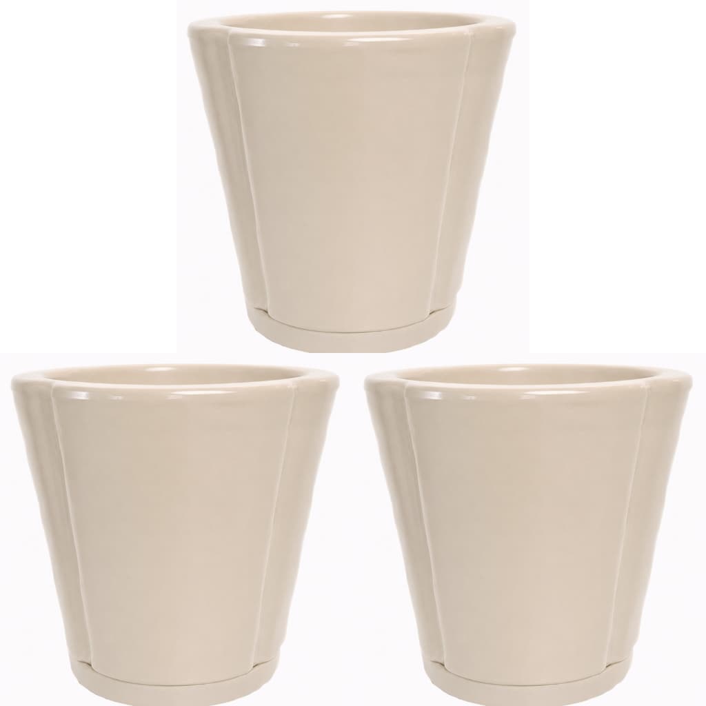Kit 3 Vasos Para Plantas Cachepô Grego Tamanho P com Prato Coletor - Vaso Decorativo em Polietileno