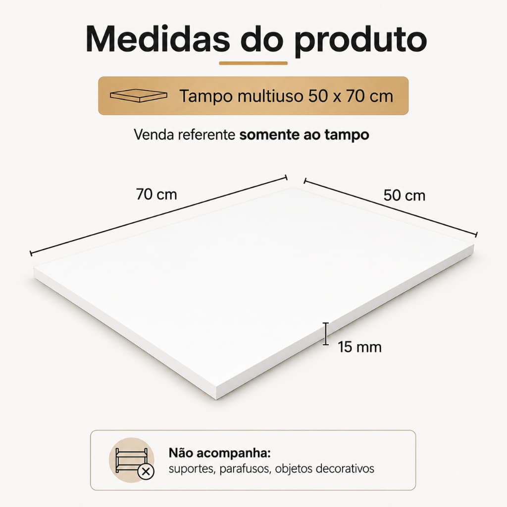 Prateleira de Madeira MDF Tampo Taboa 50x70