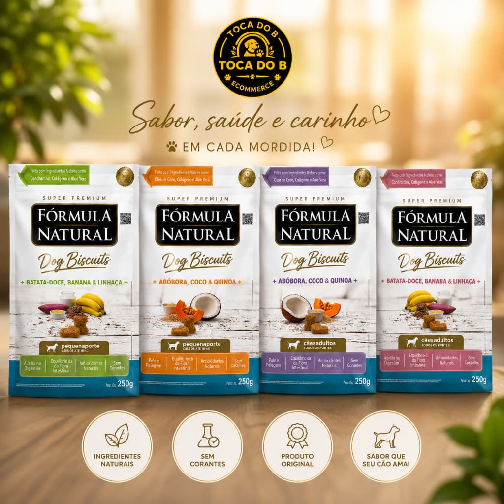 Petisco para Cachorro Fórmula Natural Dog Biscuits Biscoito Natural Premium 250g Cães Adultos e Filhotes