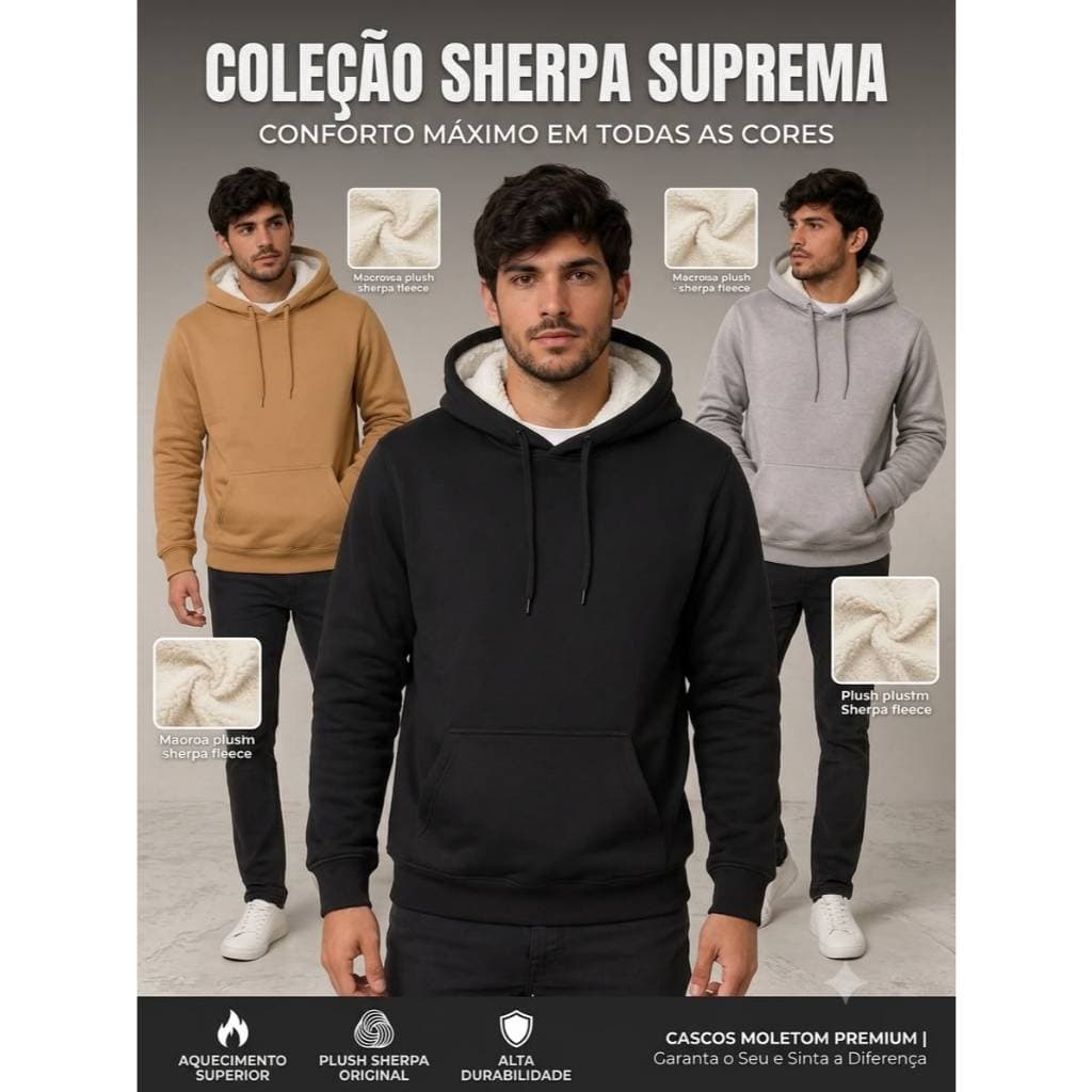Casaco Unisex de Moletom Canguru - Capuz e Bolso com Sherpa
