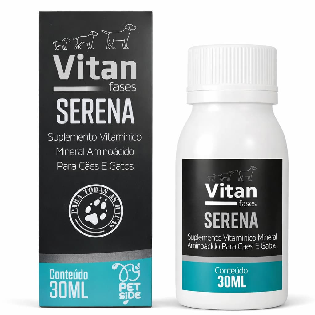 Suplemento Serena Calmante Natural Pet para Cães e Gatos Reduz Stress Latidos 30ml