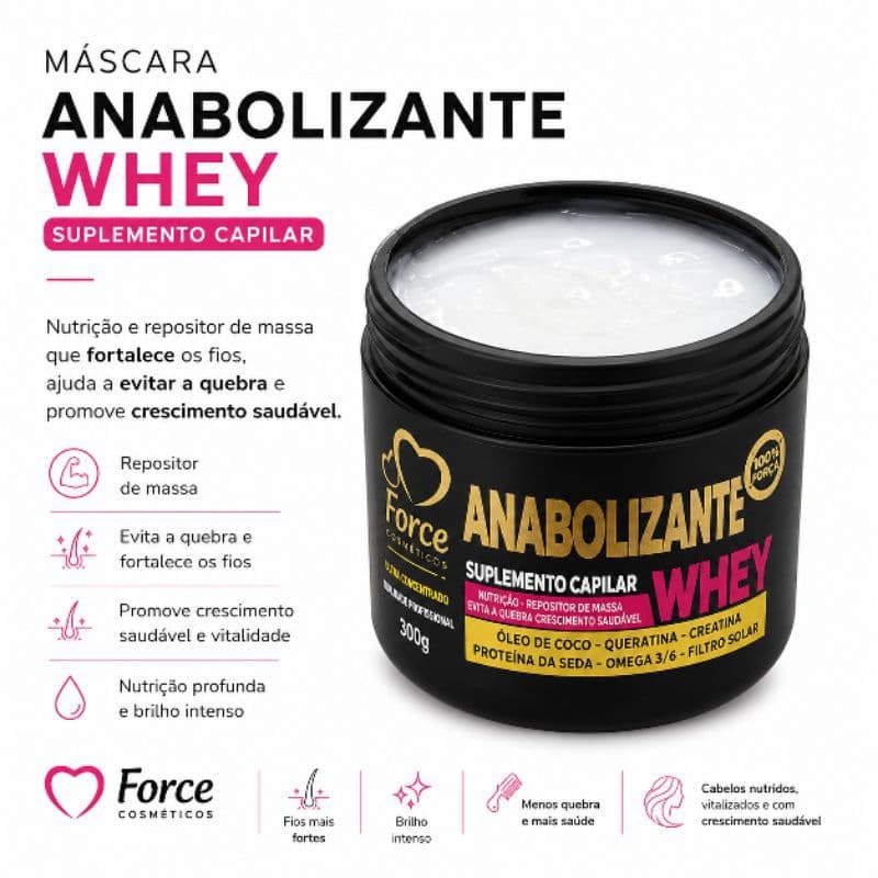 Máscara Anabolizante Whey Force Cosméticos – 300g