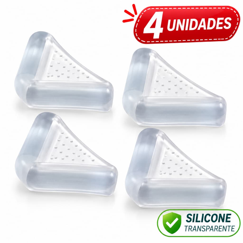 Protetor de Quina Mesa Silicone Transparente 4 Unidades Anti Impacto Segurança Bebê Infantil