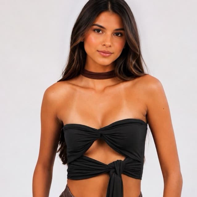 Top Cropped Feminino de Amarrar com Modelagem Elegante e Confortável