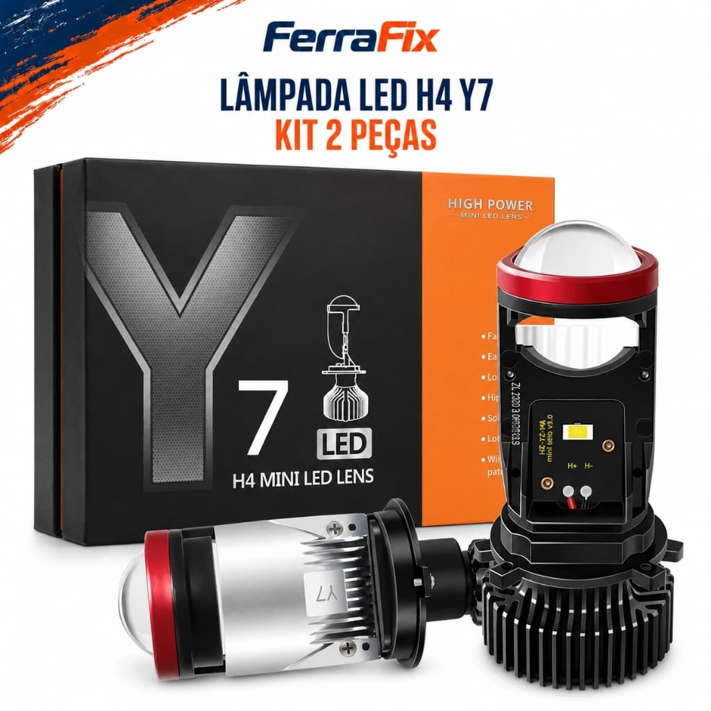 Kit 2PCS Lâmpada LED H4 Y7D Mini Projetor 30000LM 50W, Farol Automotivo Alto e Baixo para Carro e Moto