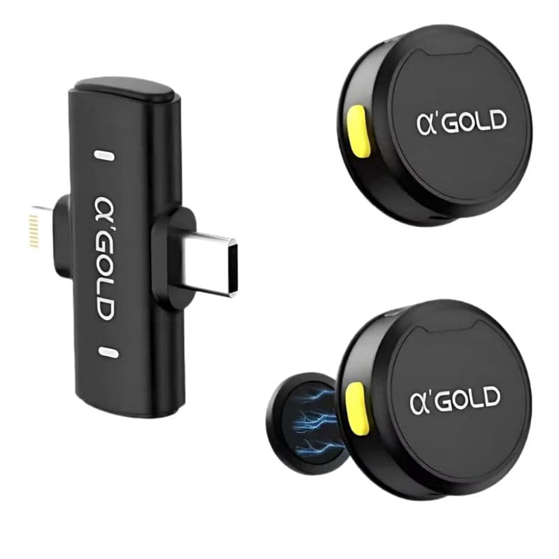 Microfone De Lapela Magnético 2 Em 1 Lightning E Type-c 38d Preto