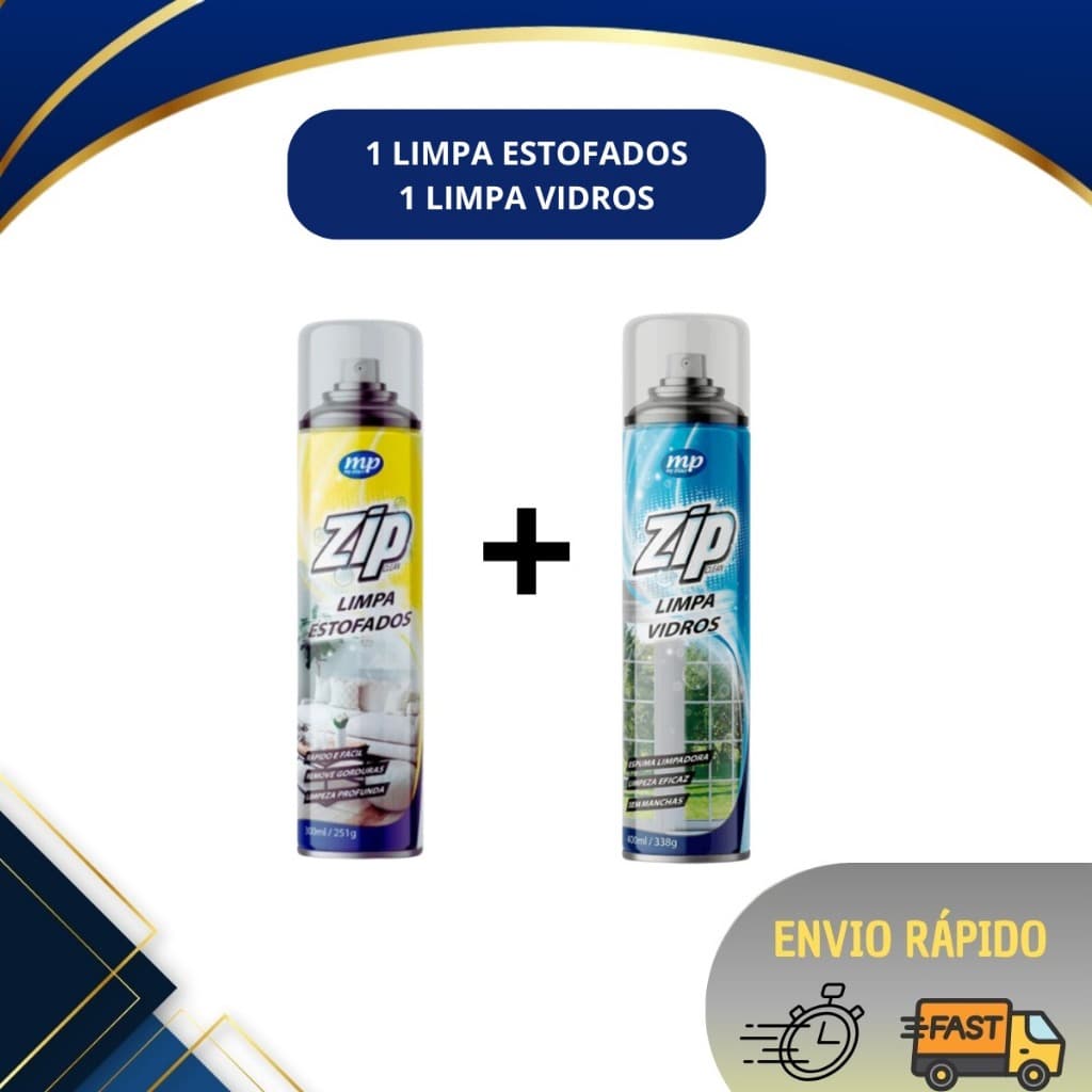 Kit Limpeza Zip Estofados e Vidros Residencial e Automotivo