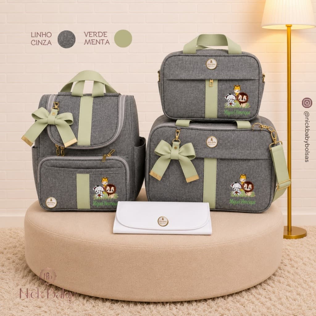 KIT MALA MATERNIDADE LUXO COM 4 PEÇAS PERSONALIZADO